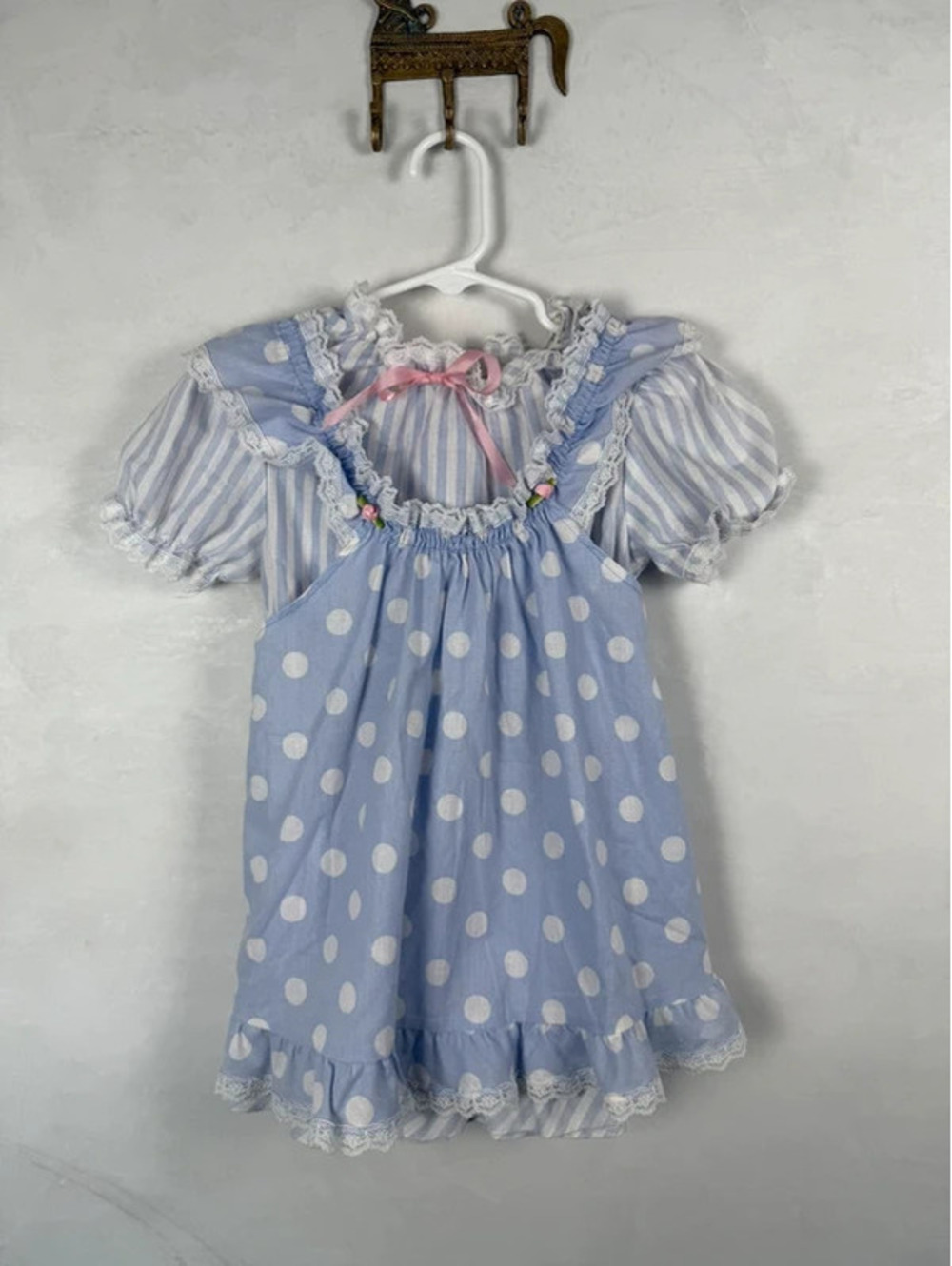 Vintage Evy stripes and polkadot dress set size 2-3T